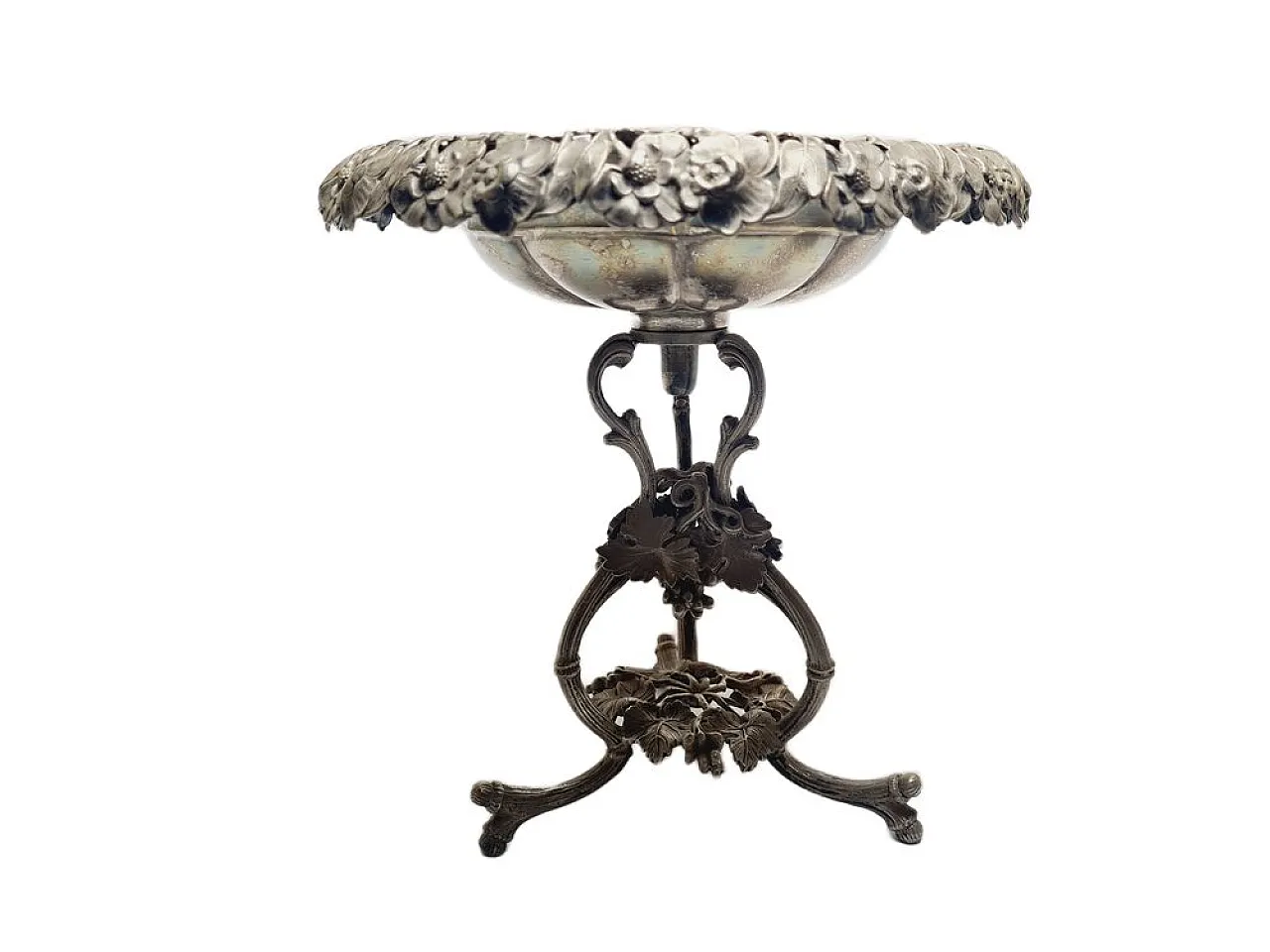 Ciotola figurativa Biedermeier su piedistallo di Fraget, anni 1890. 2