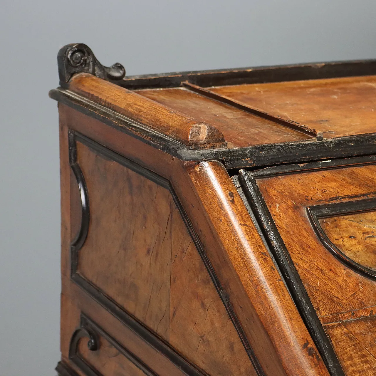 Flap in walnut and walnut burl with ebonized details, 18th century 4
