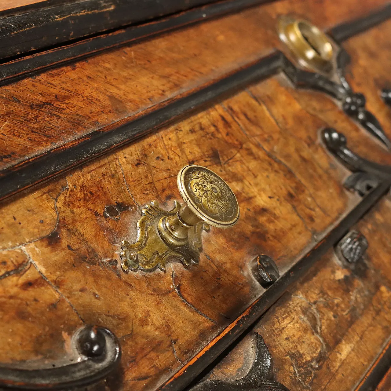Flap in walnut and walnut burl with ebonized details, 18th century 5