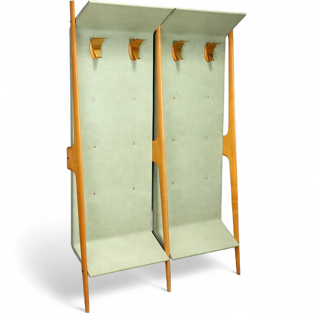 Coat rack with brass details, 1960s 10