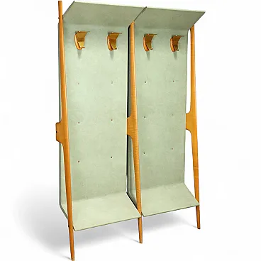 Coat rack with brass details, 1960s