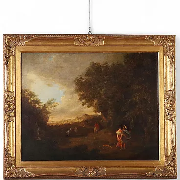 Landscape Painting with Figures, oil on canvas, mid-18th century