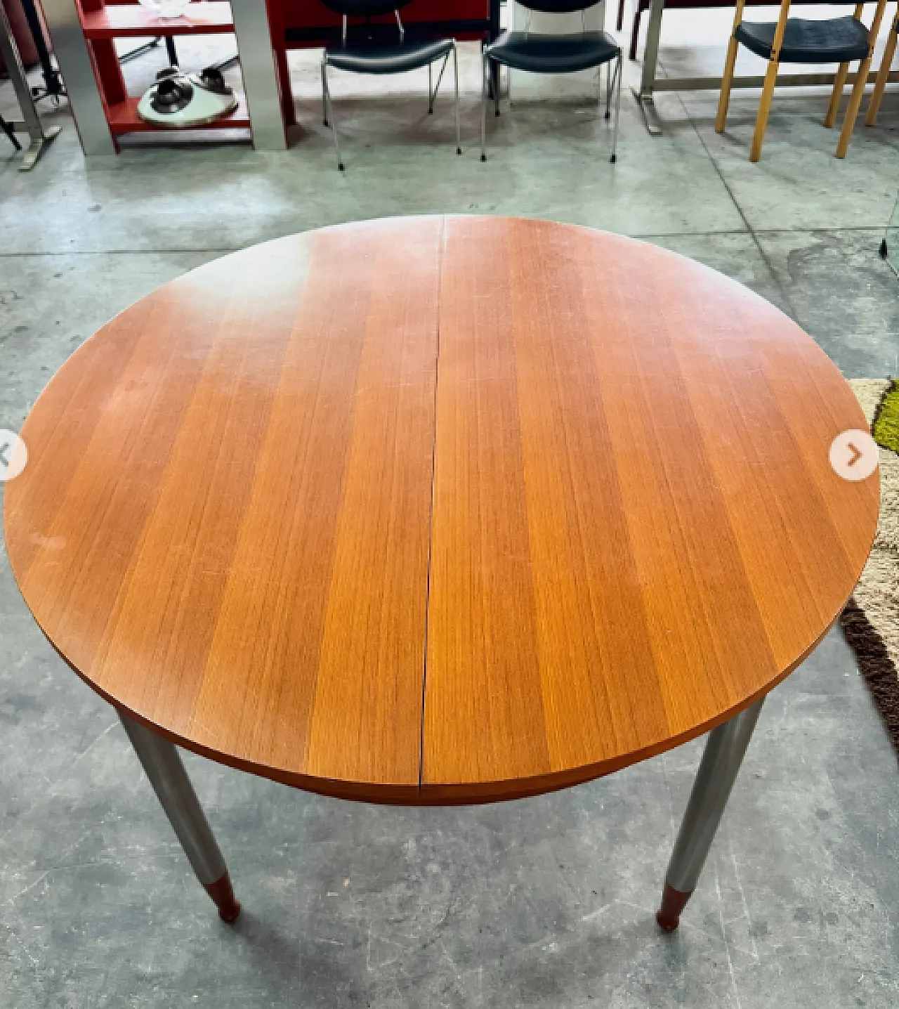 Extendable table in teak wood and satin metal, 1960s 6