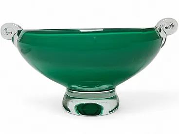 Vintage Glass Basket from HSG Tarnowiec, Poland, 1970s