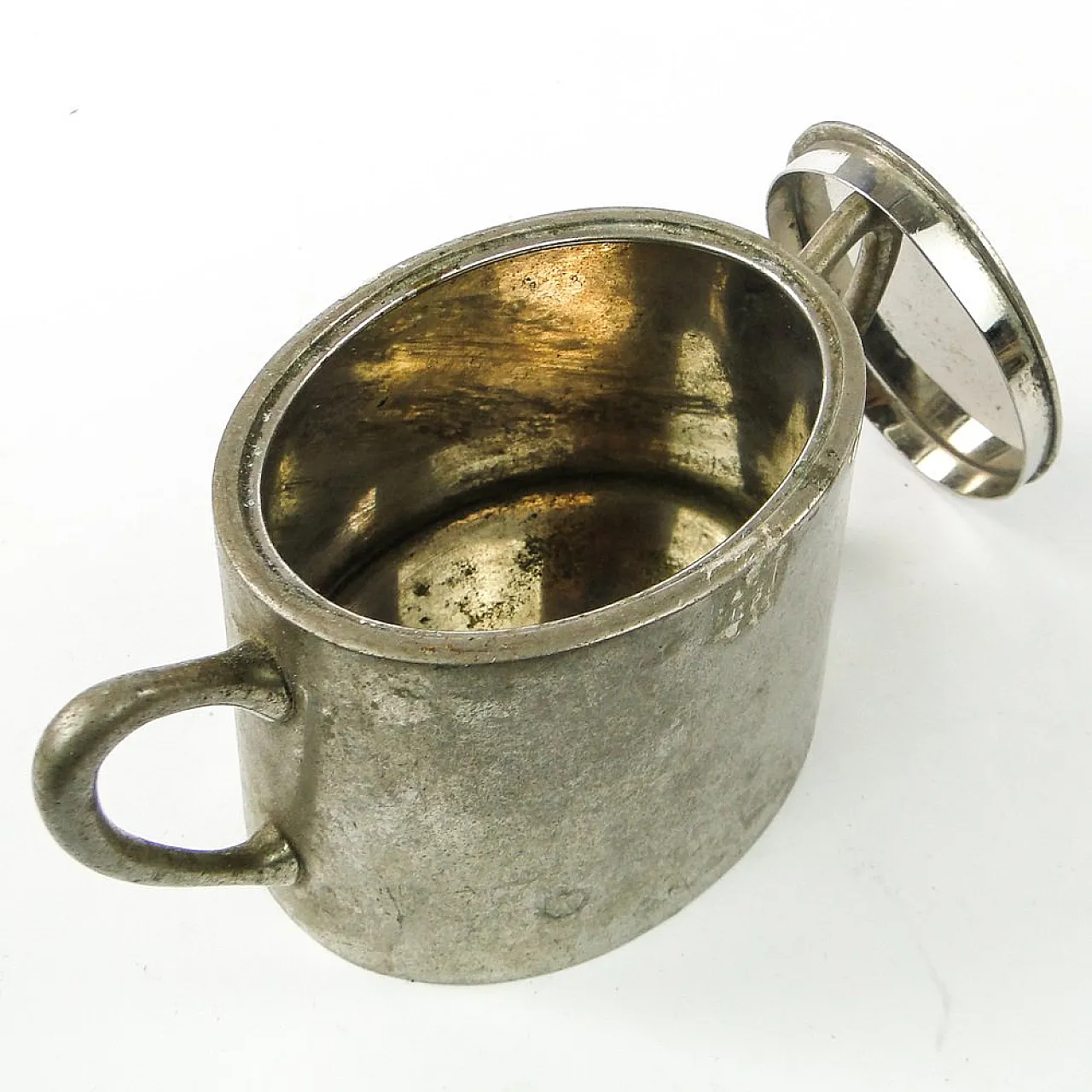 Metal sugar bowl with lid, early 20th century 4