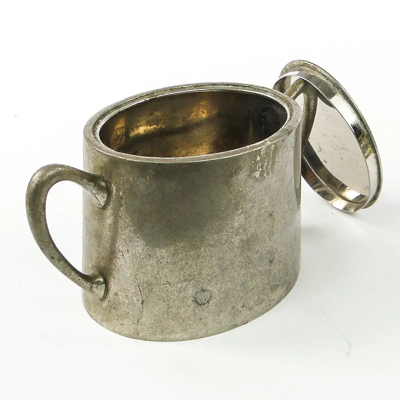 Metal sugar bowl with lid, early 20th century 6