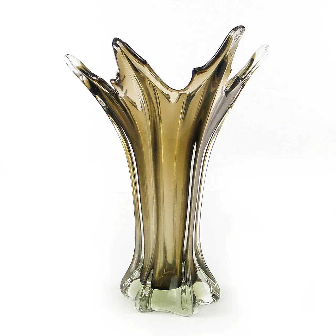 Vaso italiano di metà secolo in vetro di Murano, prodotto da Made Murano Glass, anni '50. 1