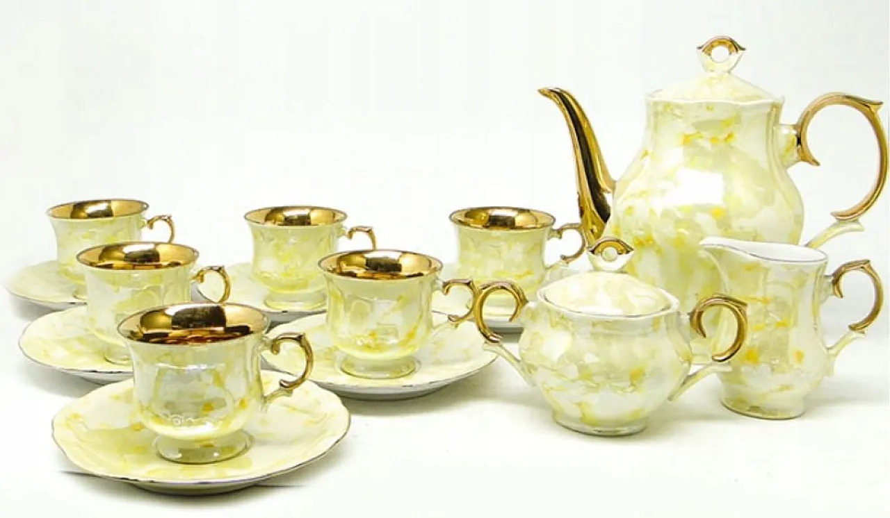 Servizio da caffè Rococò Style 520, Ćmielów, Polonia, anni '60, set di 15 1