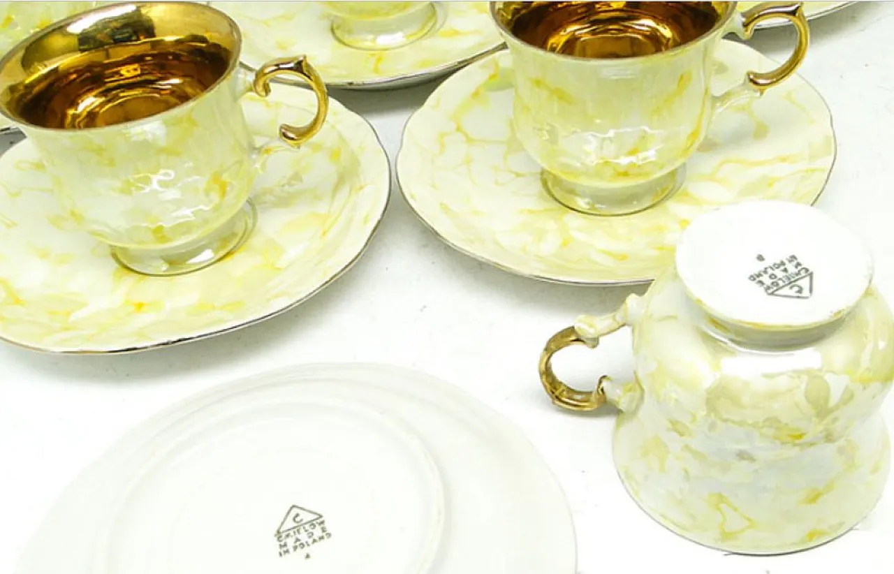Servizio da caffè Rococò Style 520, Ćmielów, Polonia, anni '60, set di 15 3