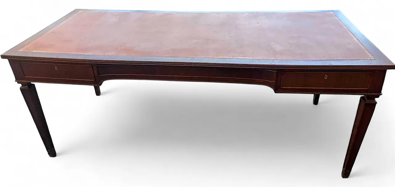 Office desk in wood and leather, late 20th century 13