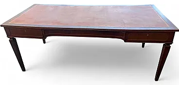 Office desk in wood and leather, late 20th century