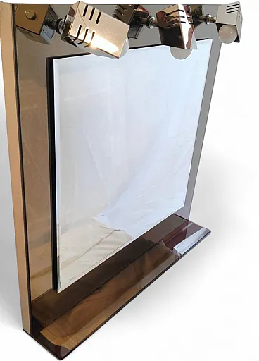 Wall mirror with integrated lighting, 1970s