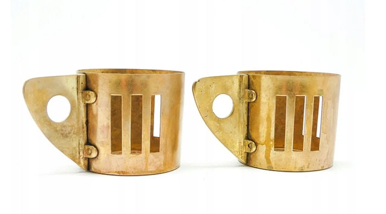Tazze da tè Bauhaus a forma di cestino, Germania, anni '30, set da 2 1