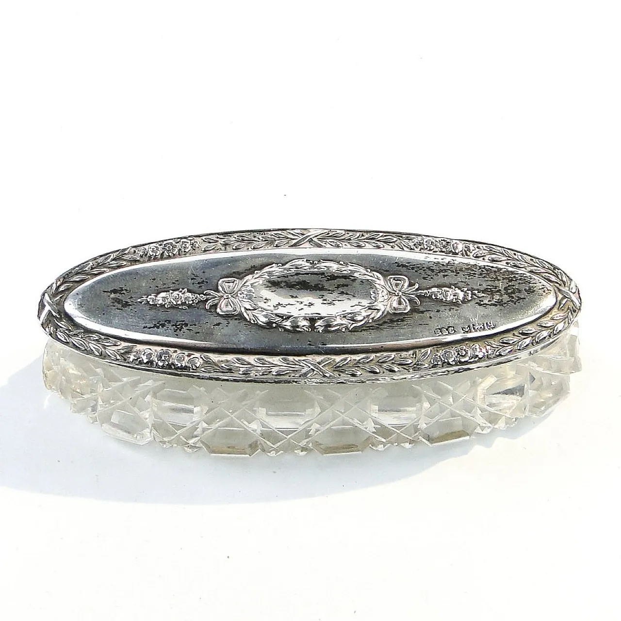 Crystal and Silver Toothpick Holder, United Kingdom, 1930s 1