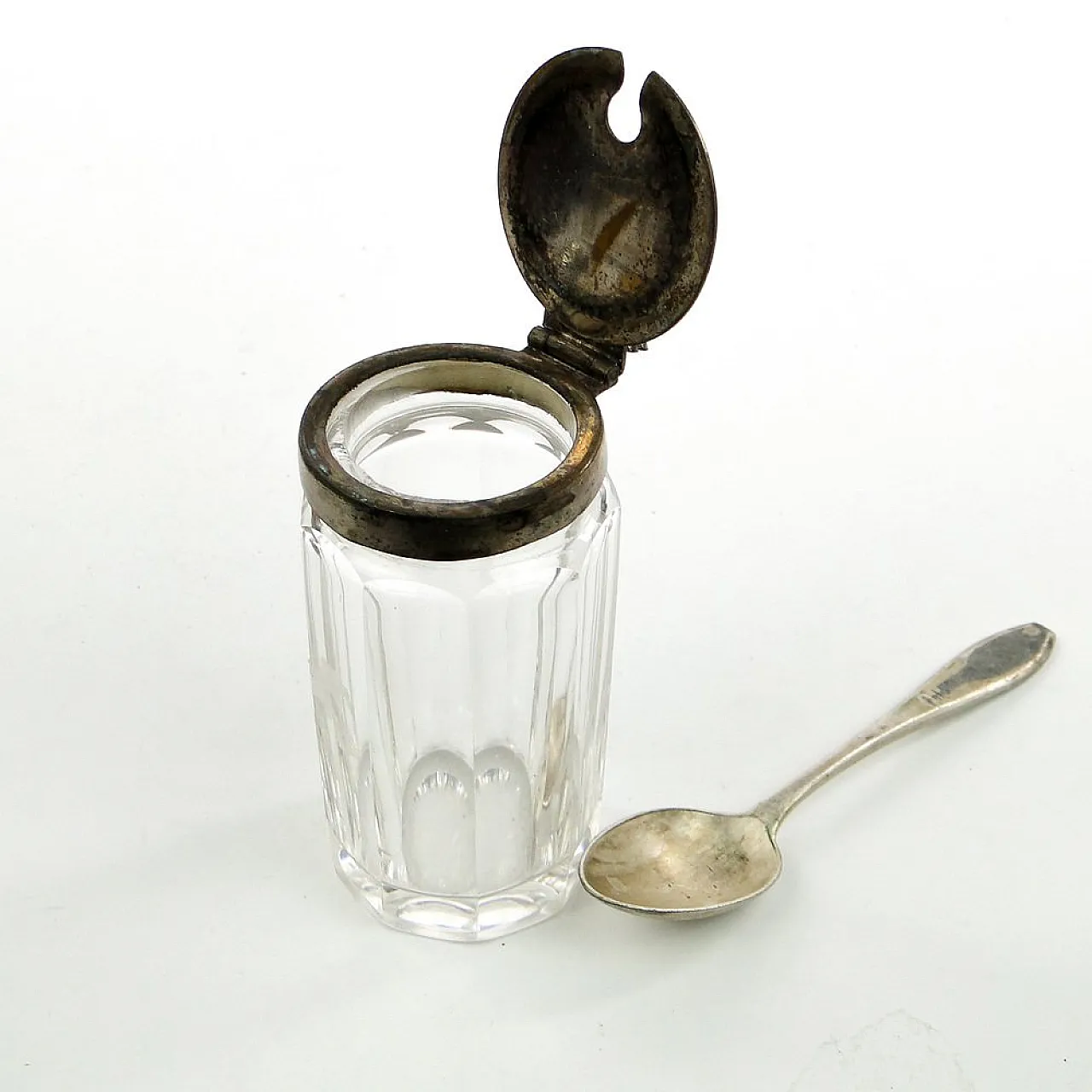 Contenitore per senape Biedermeier tedesco con cucchiaino, anni '30, set da 2 5