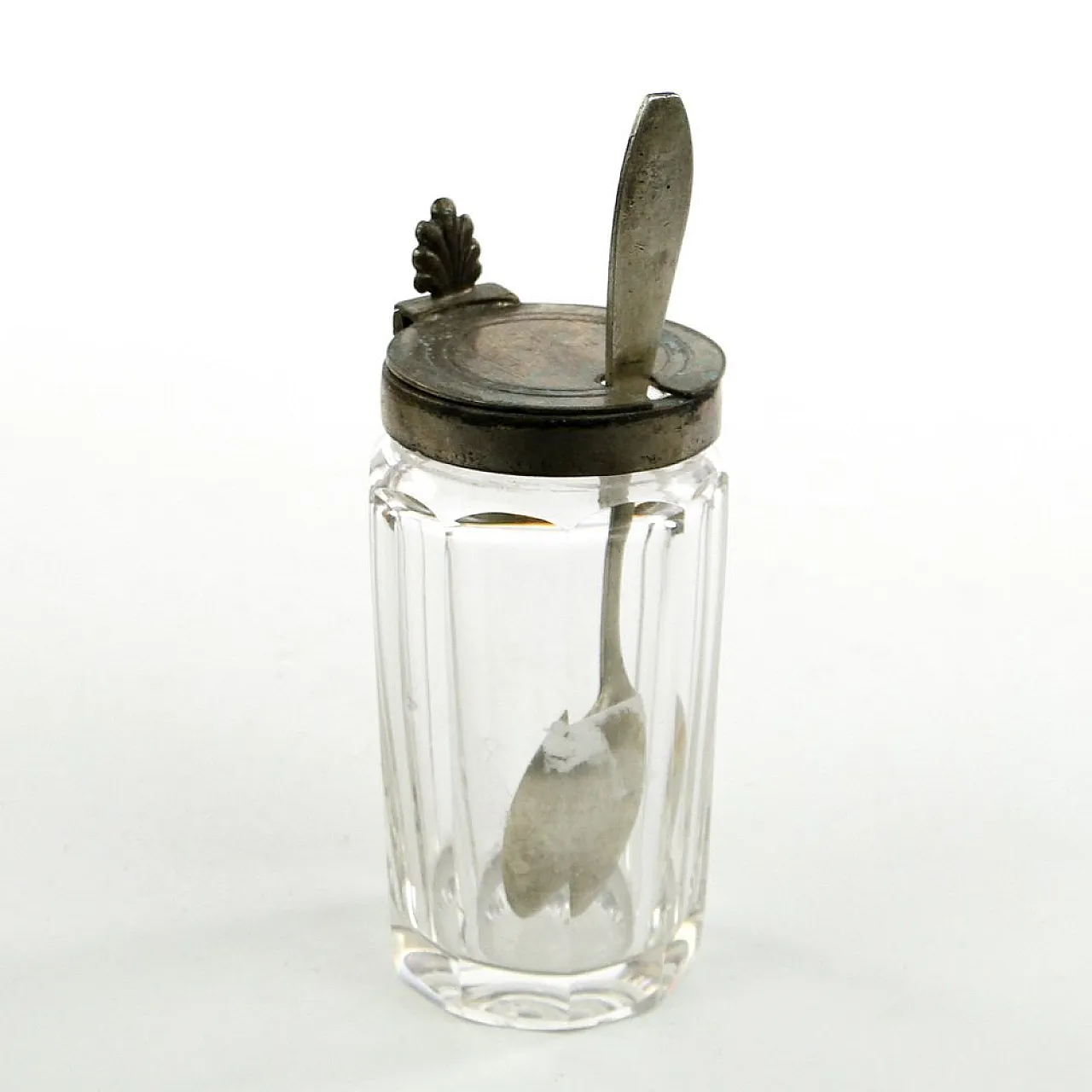 Contenitore per senape Biedermeier tedesco con cucchiaino, anni '30, set da 2 7