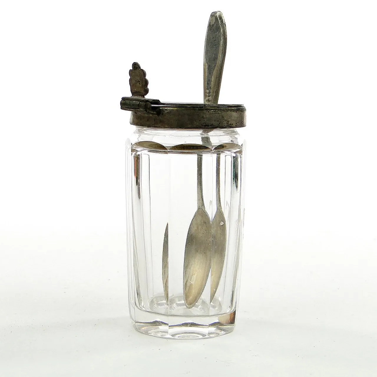 Contenitore per senape Biedermeier tedesco con cucchiaino, anni '30, set da 2 8
