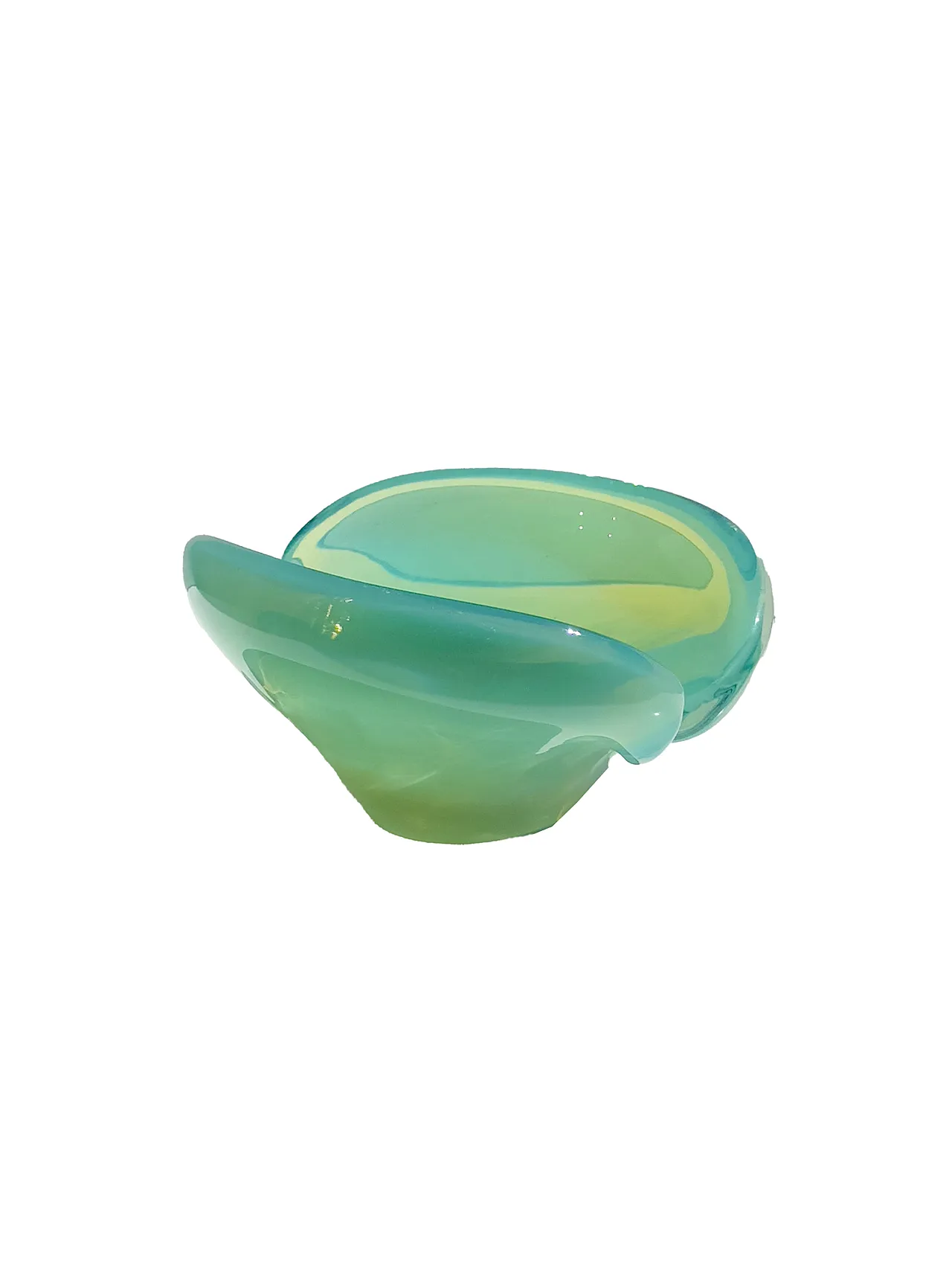 Murano uranium glass ashtray / vide poche, sommerso glass, 1950s 4
