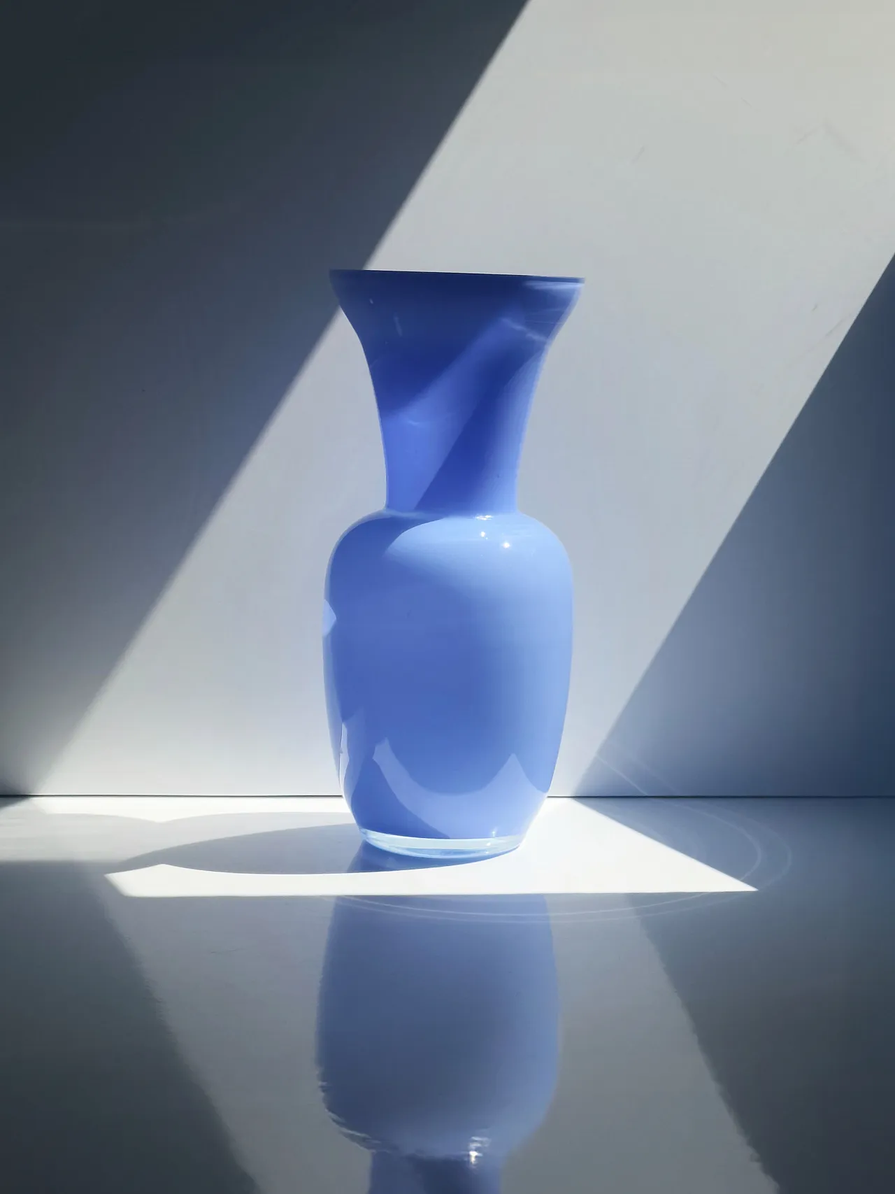 Opal glass vase in blue, 1980s 2