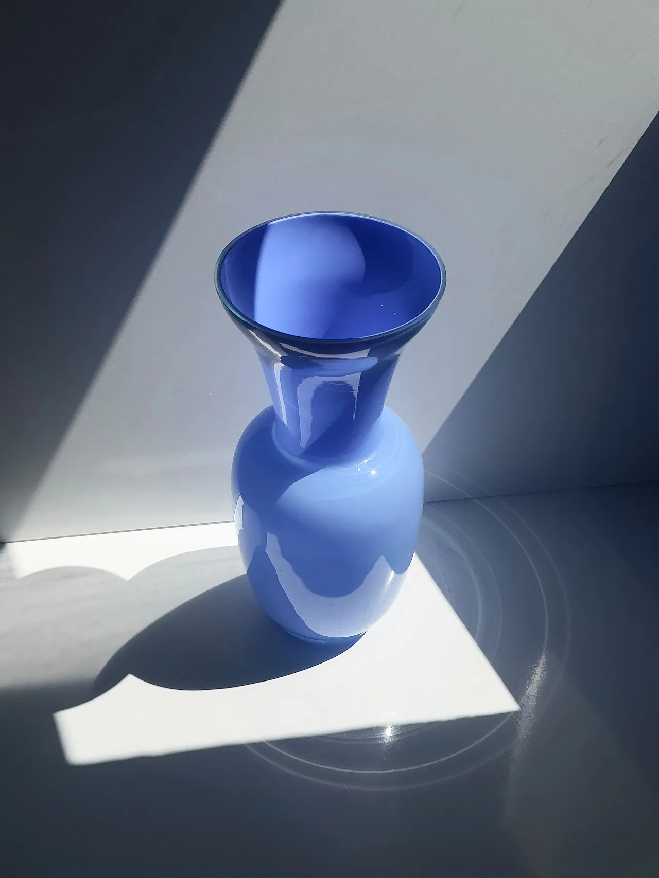 Opal glass vase in blue, 1980s 4