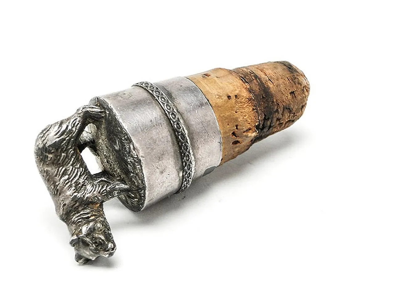 Tappo di sughero figurativo in stile Art Nouveau per vino, inizio '900 1