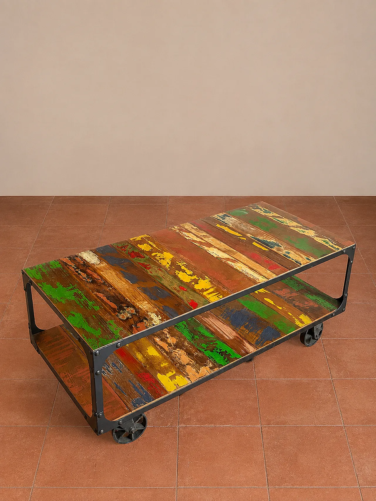 Mobile porta TV su ruote con doppio ripiano, anni 2000 2