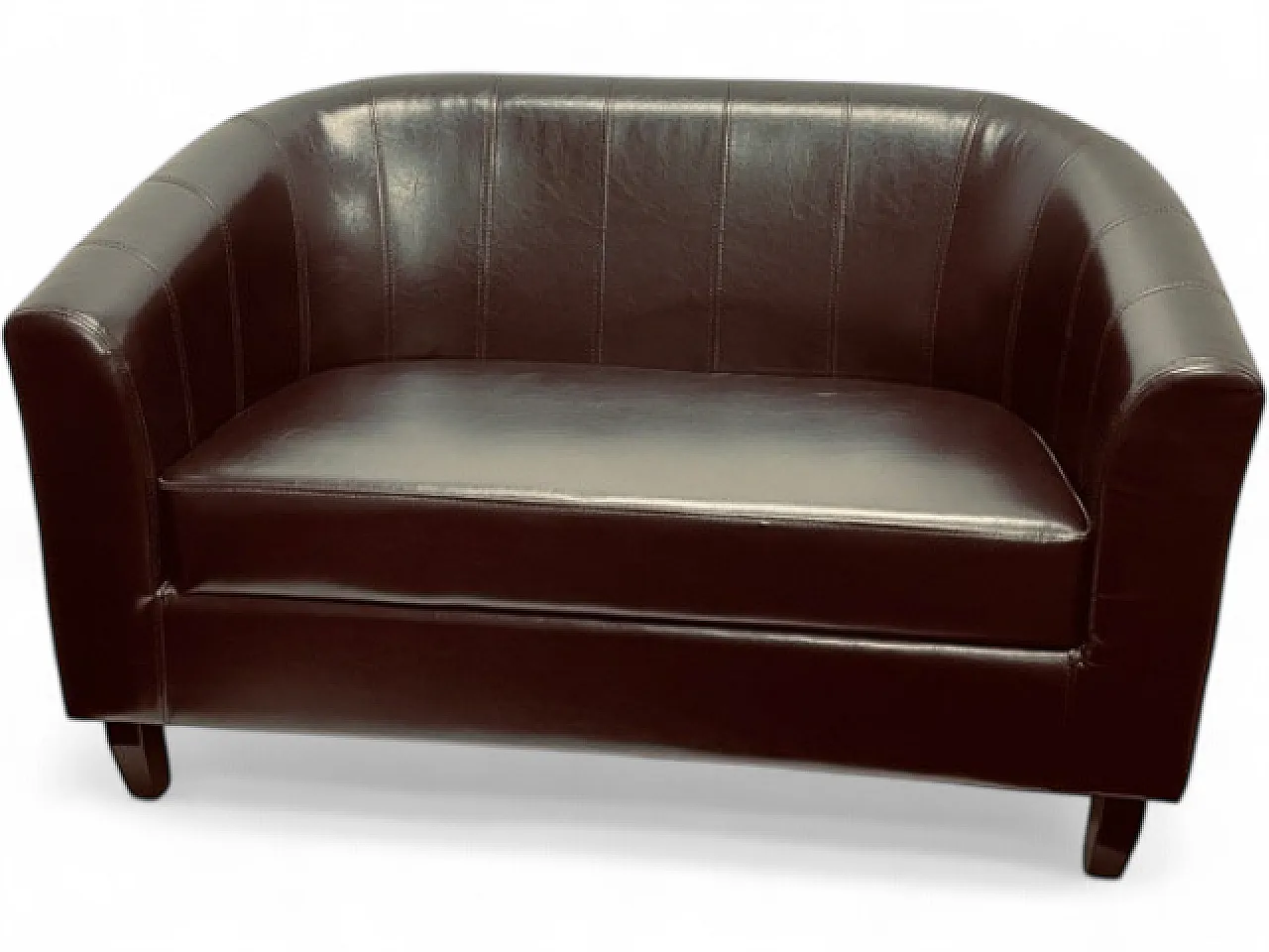 Two-seater sofa, in brown skay, 70s 7