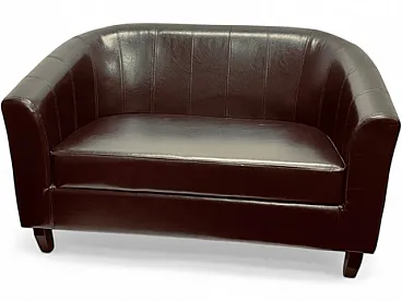 Two-seater sofa, in brown skay, 70s