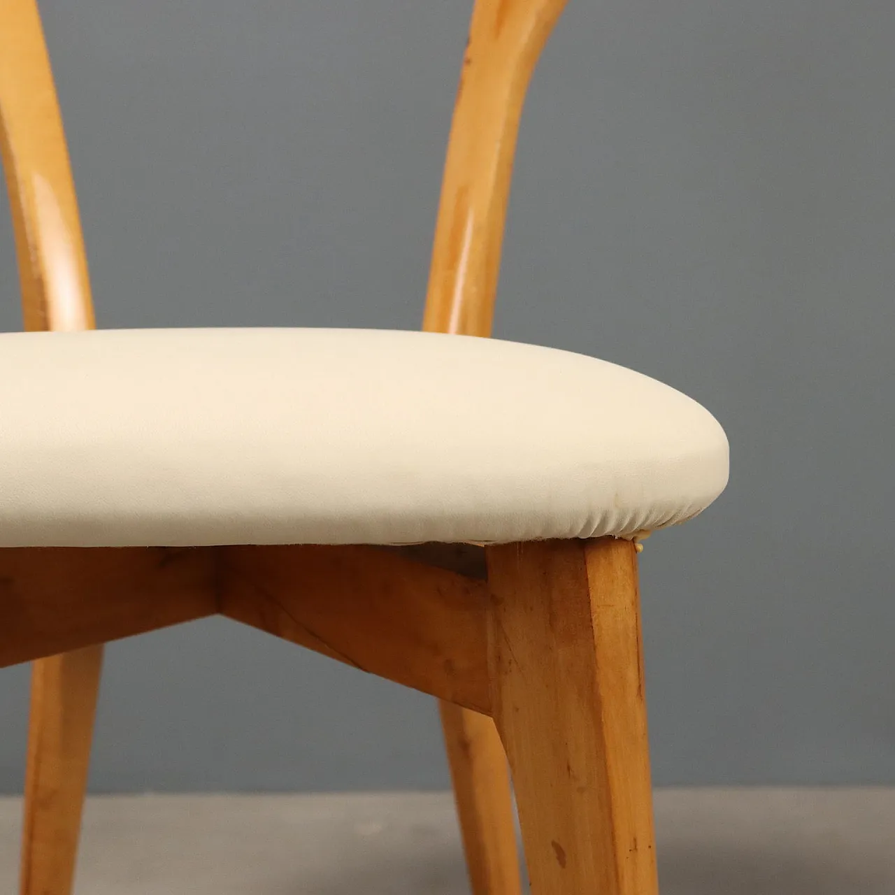 6 Beech and faux leather chairs, 1960s 6