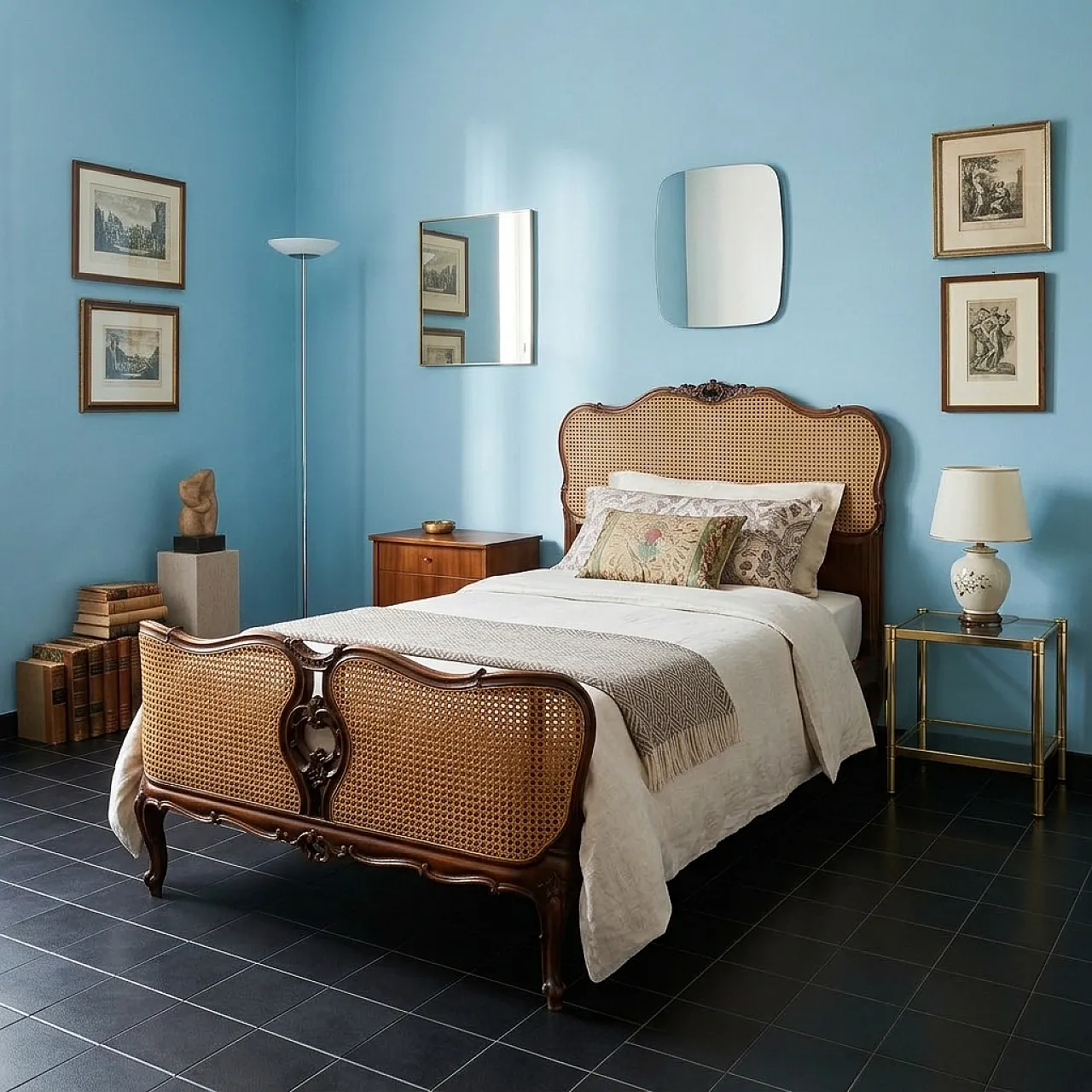 Letto singolo in stile Barocchetto in noce, '900 2