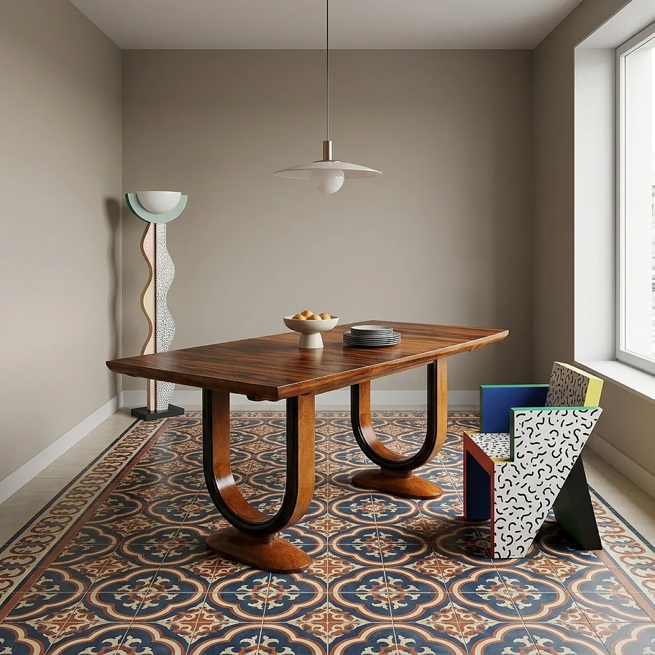 Art Deco table in rosewood and thuja burl, 20h century 2