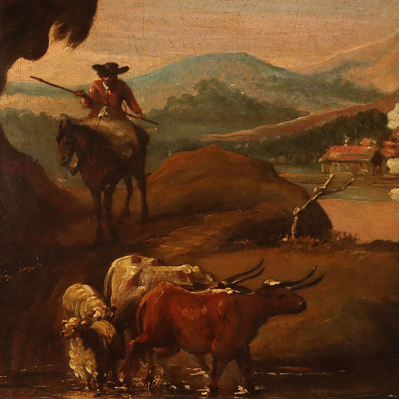 Landscape Painting with Shepherds and Herds, early 18th century 4