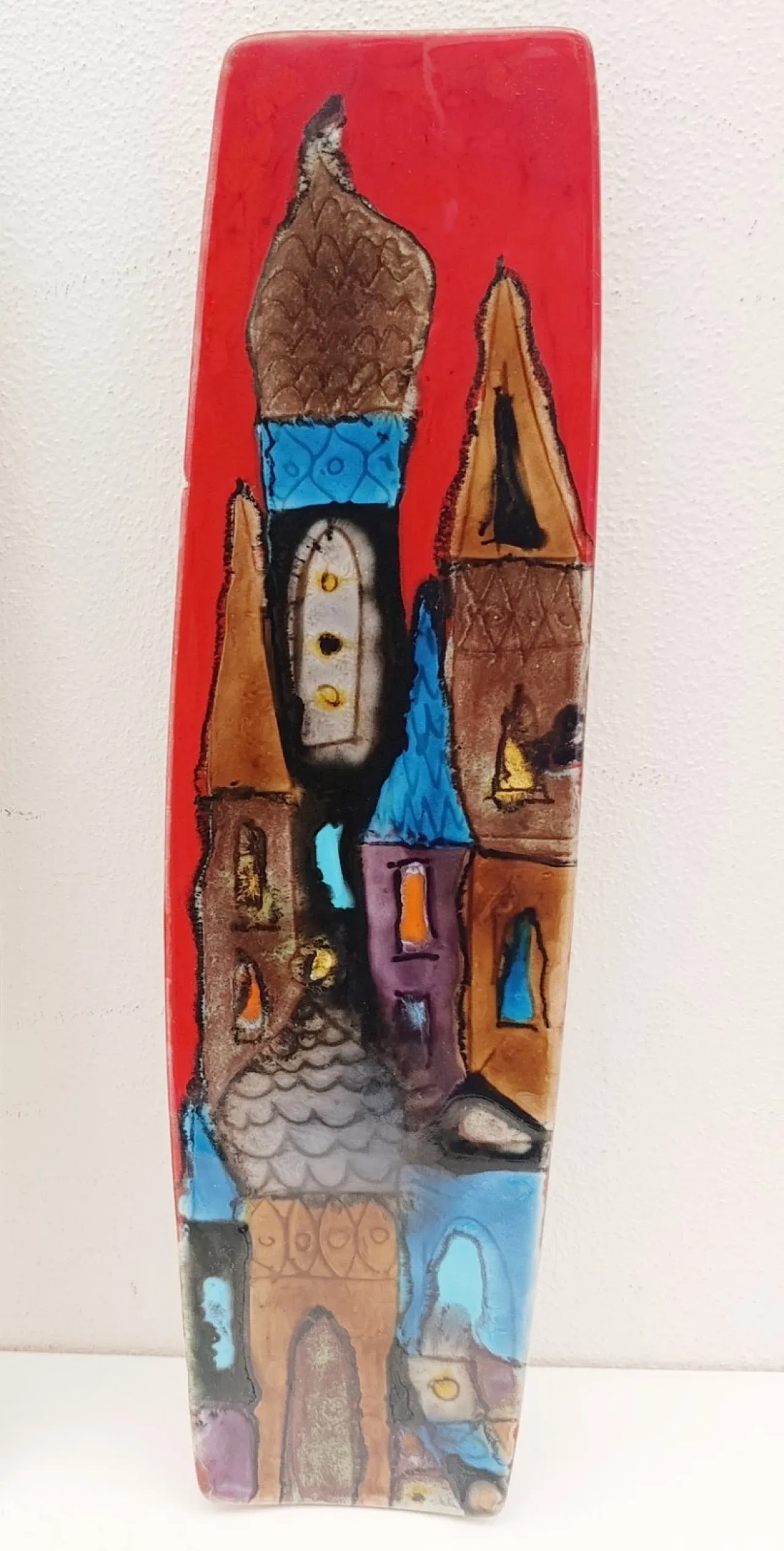1 Polychrome ceramic plate by Elio Schiavon, 1960s 3