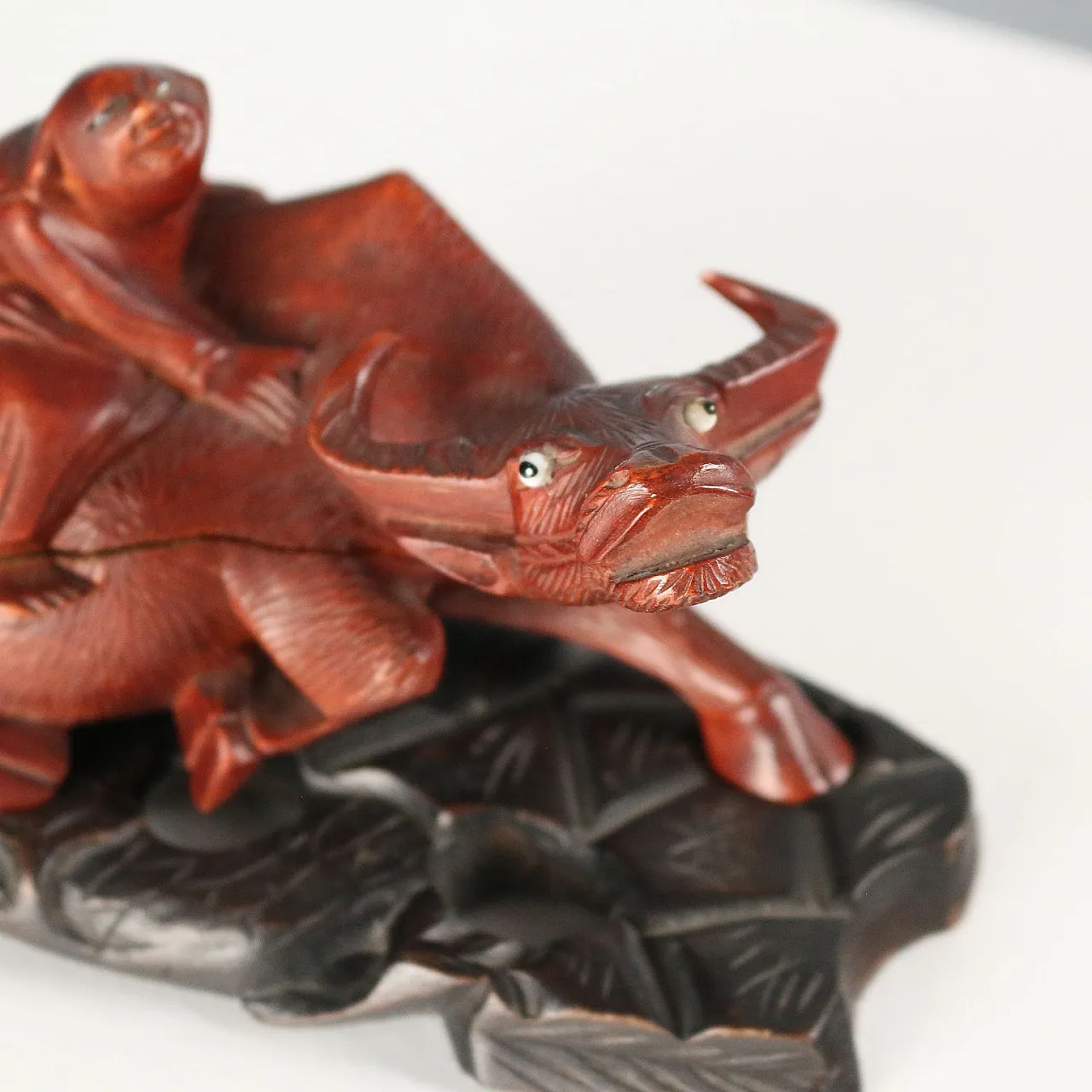 Child and Buffalo wooden sculpture, 20th century 3