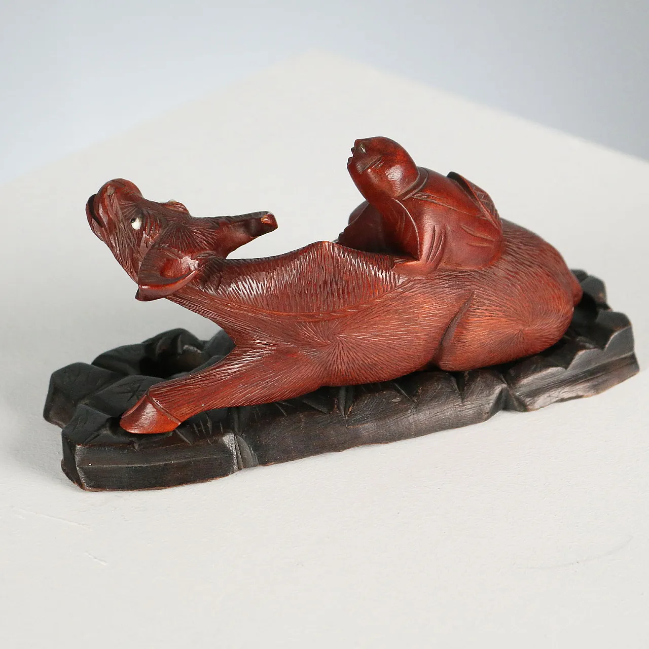 Child and Buffalo wooden sculpture, 20th century 4