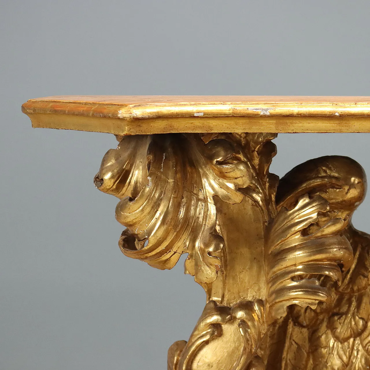 Baroque console in carved and gilded wood, 18th century 6
