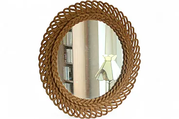 Wicker wall mirror, 70s