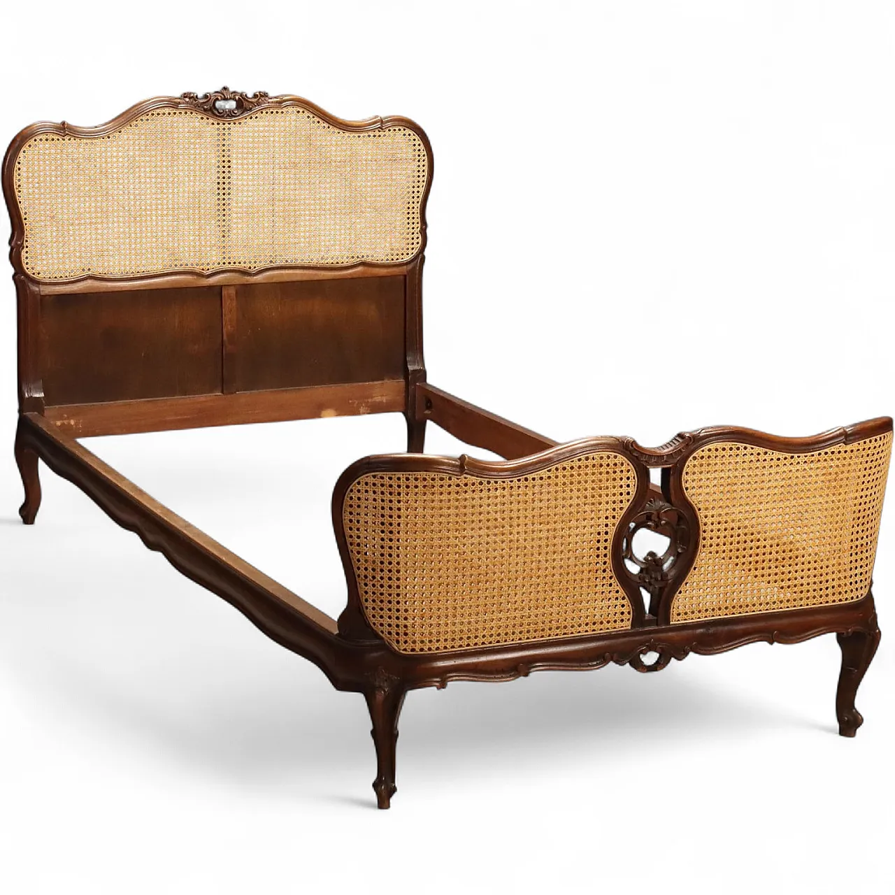Letto singolo in stile Barocchetto in noce, '900 11