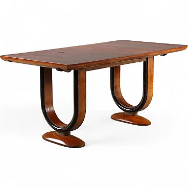 Art Deco table in rosewood and thuja burl, 20h century