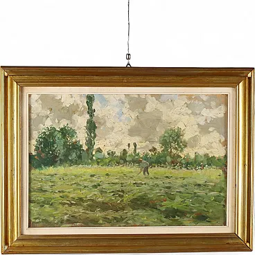 Painting by Duilio Corompai, oil on cardboard, 20th century