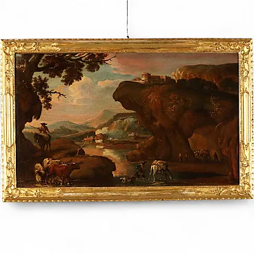 Landscape Painting with Shepherds and Herds, early 18th century