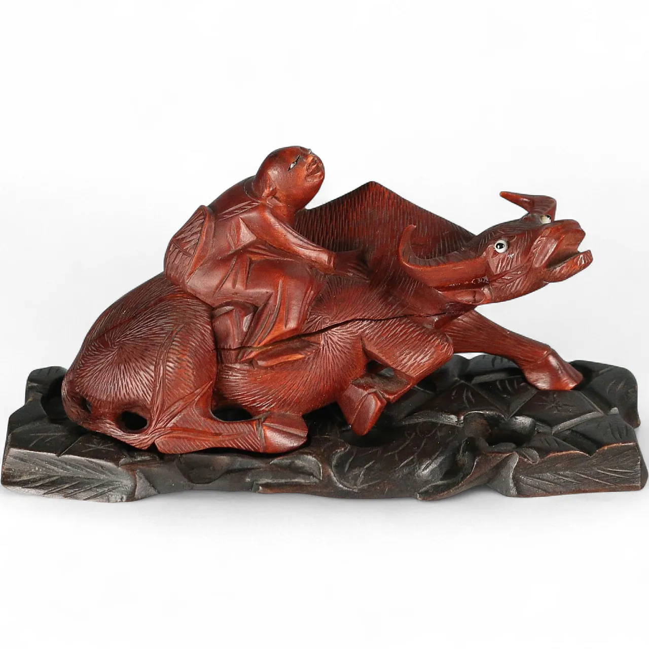Child and Buffalo wooden sculpture, 20th century 8