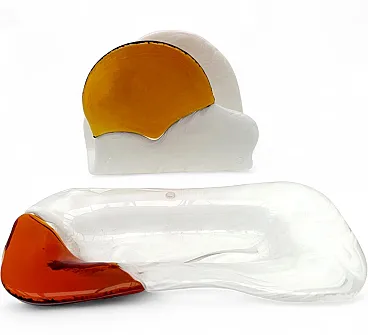 La Murrina (Murano), two-tone glass desk set, 1970s