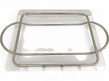 Silver tray with glass by Lino Sabattini, 1980s