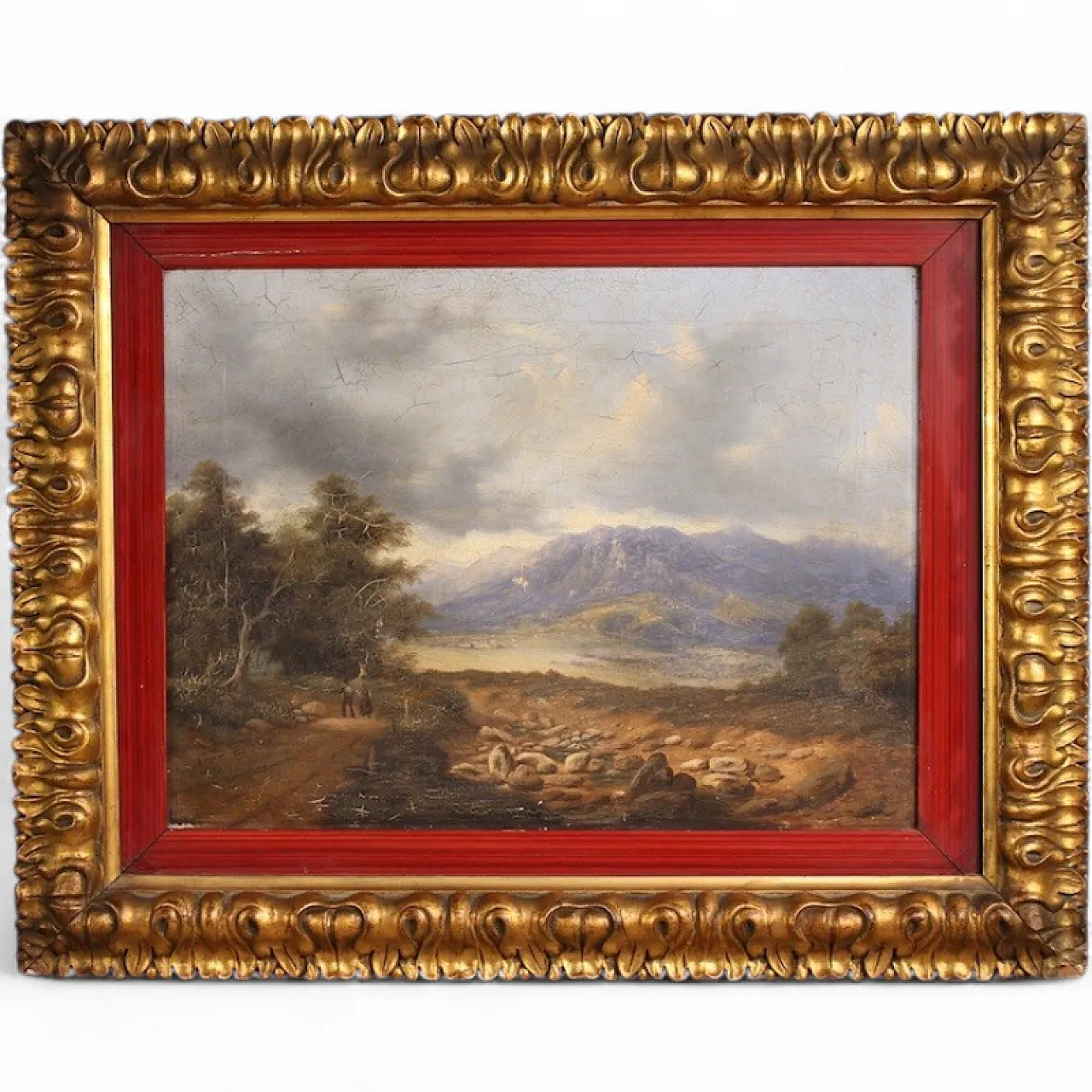 Landscape with wayfarers, oil on canvas, 19th century 15