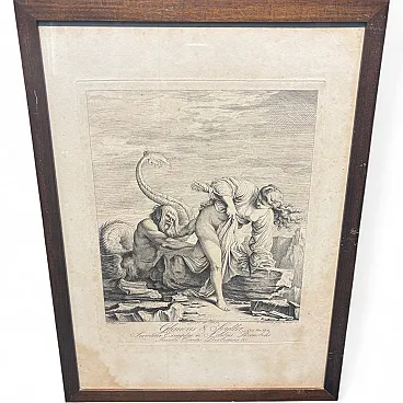 Engraving depicting the myth of Glaucus and Scylla, 18th century