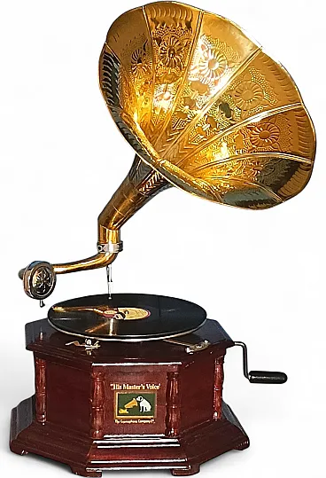 Gramophone, His Master Voice model, octagonal base, 1960s