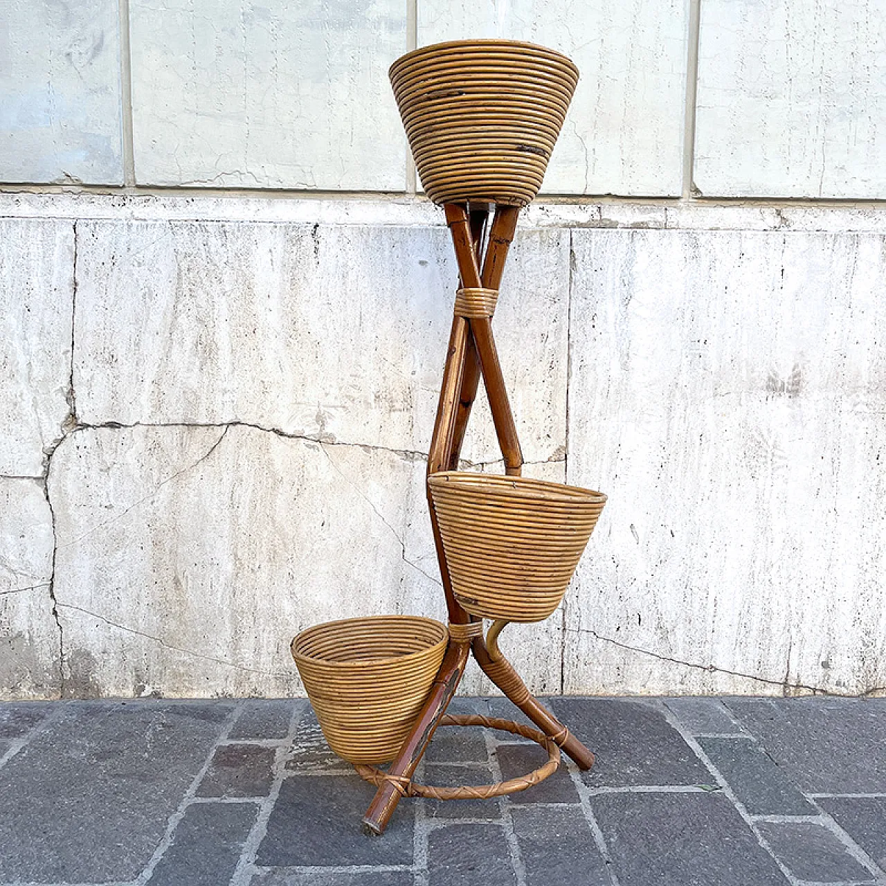 Bamboo and rattan planter, 1950s 7