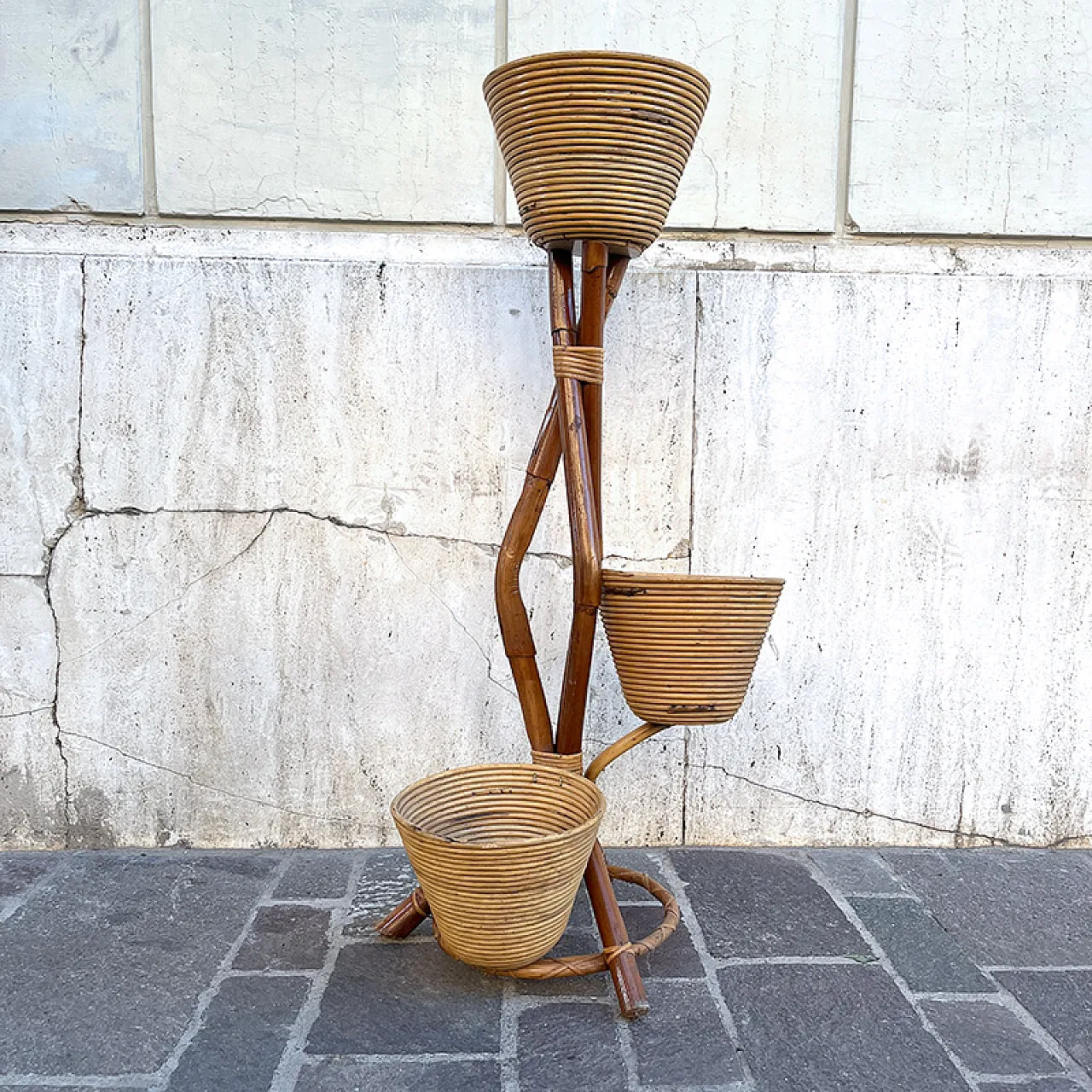 Bamboo and rattan planter, 1950s 8