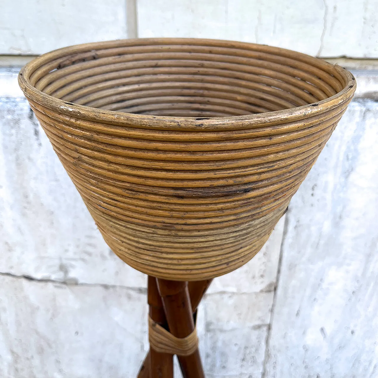 Bamboo and rattan planter, 1950s 10